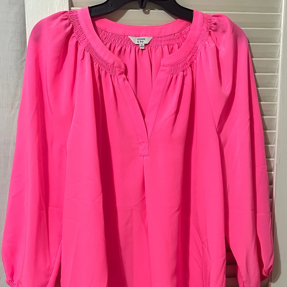 Crown and Ivy Vibrant Pink Blouse